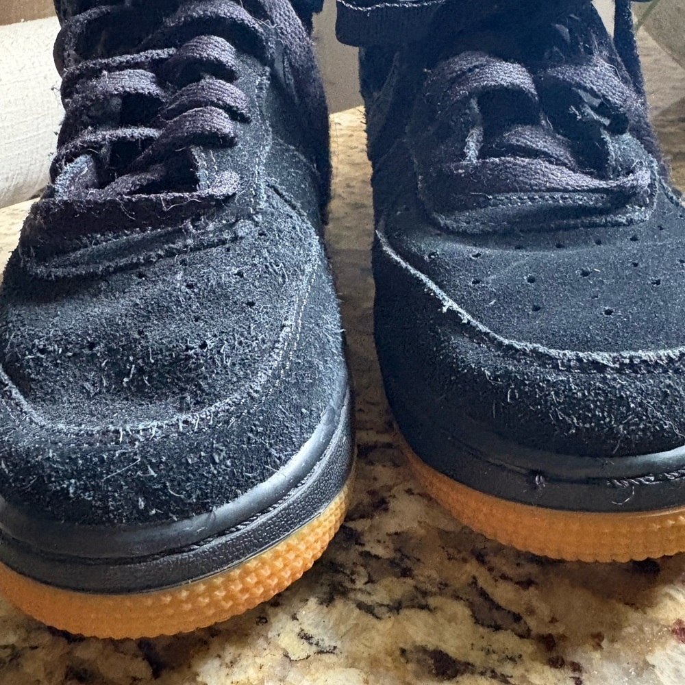 Nike suede black high top Air Force one women 7 youth 6